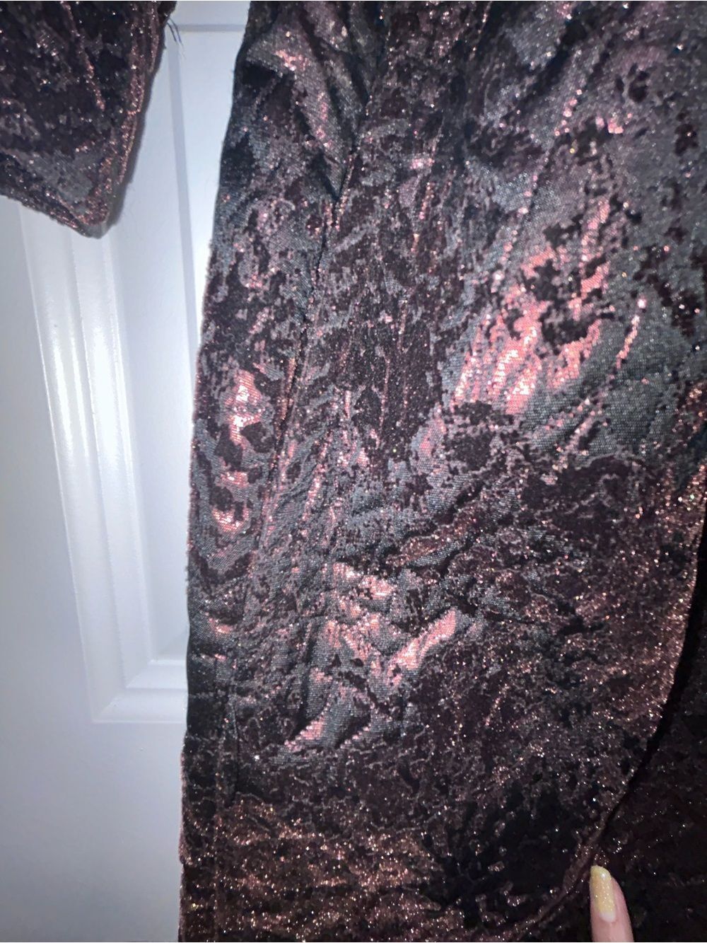 Bryn Walker Metallic Two Button 3/4 Length Sleeve Long Jacket Coat - Picture 6 of 11